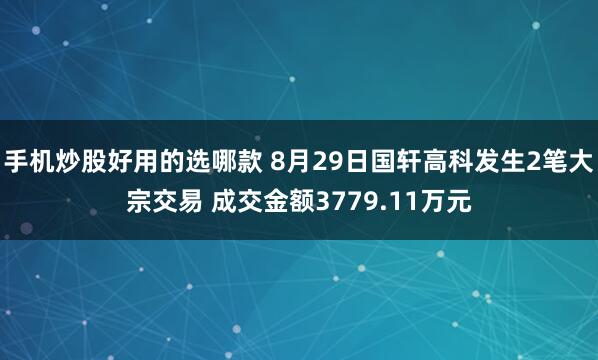 手机炒股好用的选哪款 8月29日国轩高科发生2笔大宗交易 成交金额3779.11万元